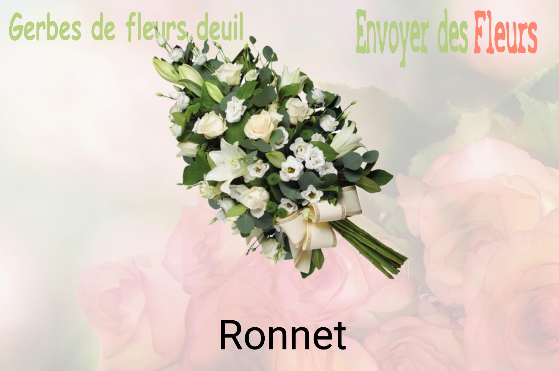 Gerbe de fleurs de deuil livrée à Ronnet